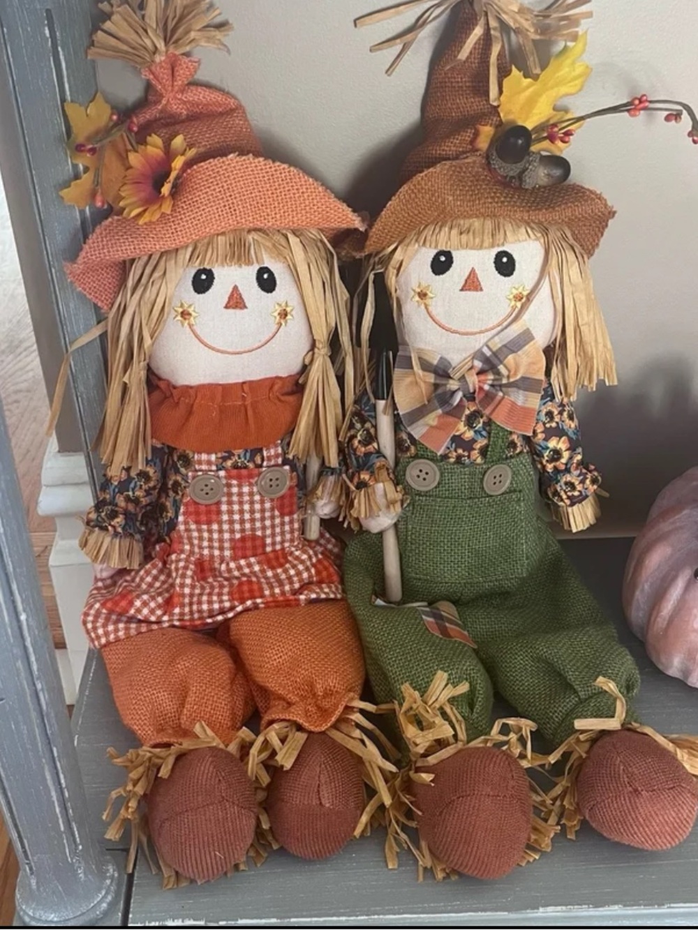 Autumn Fall Scarecrow Pair
